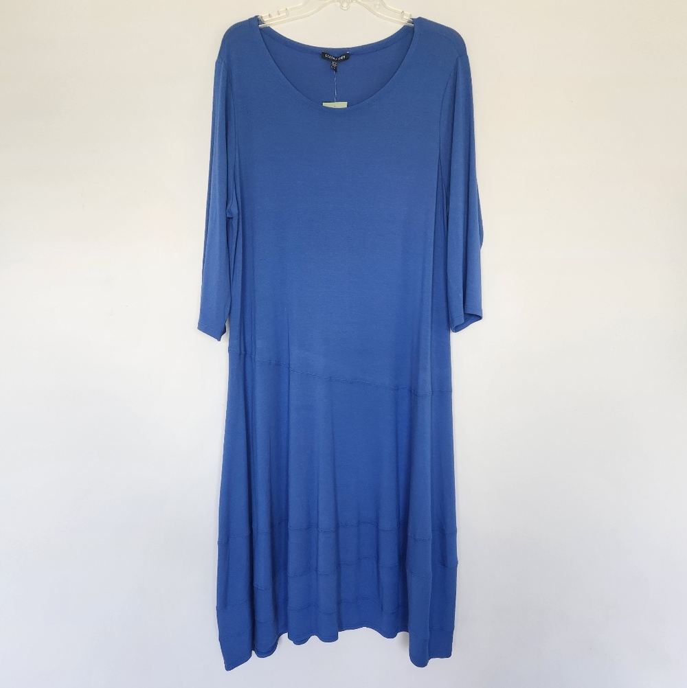 EILEEN FISHER RAYON LYCRA STRETCH JERSEY A-LINE LONG DRESS SIZE  XL